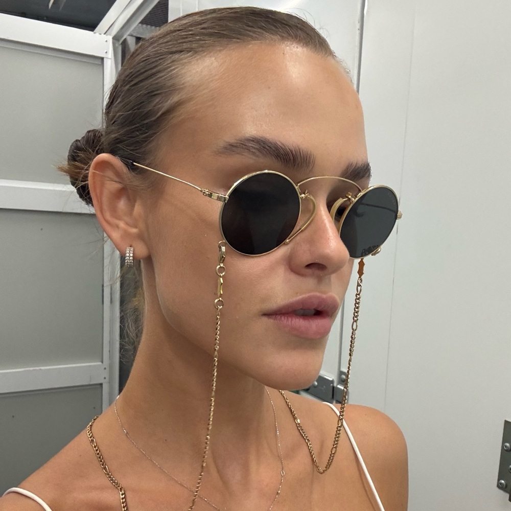 Gucci Gold and Black Round Sunglasses